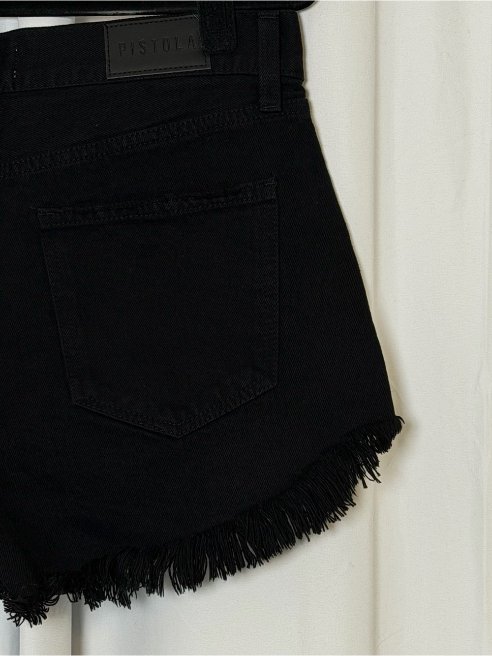 Pistola Black High Rise Denim Shorts Raw Frayed Hem 100% Cotton Women 27 - Picture 6 of 9
